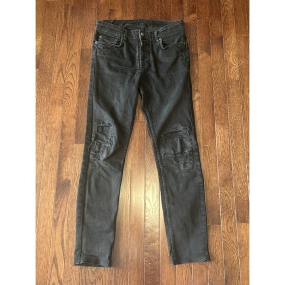 Black Ksubi Skinny Jeans With Ripped Size 31x29 - Picture 1 of 7